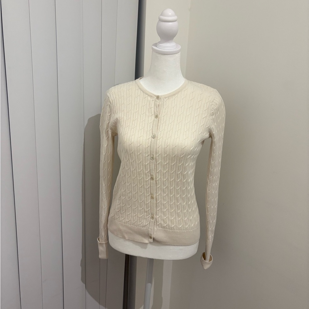 Talbots Cream Cable Knit Cardigan - Picture 3 of 5